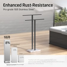 Standing Towel Rail with Marble Base, Black Towel Rack Freestanding for Bat
