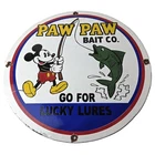 Vintage Paw Paw Sign - Mickey Disney Gas Pump Porcelain Fishing Lure Cabin Sign