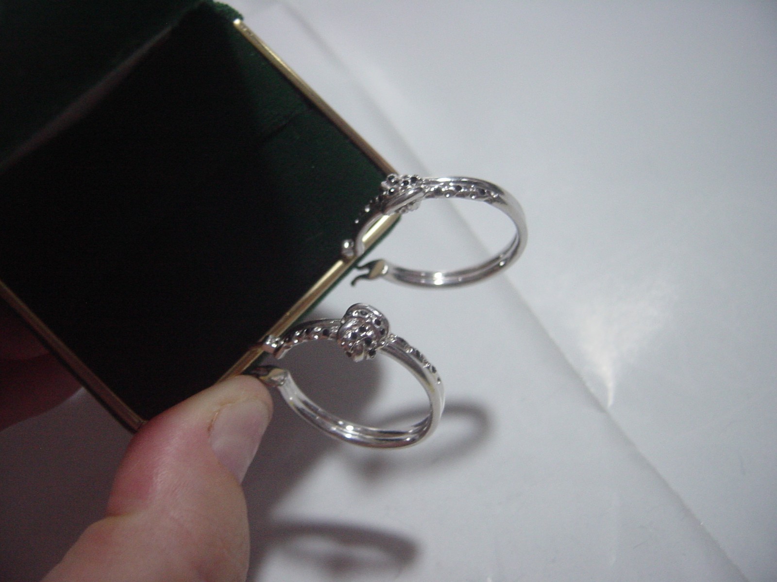 Solid Silver Vintage unusual design-full hoops-sp… - image 6