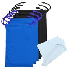 Ski Goggle Bag Microfiber Goggle Pouch with Glasses Cloth Draw Black /Blue