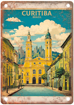 Vintage Curitiba Brazil Retro Look Travel Poster Metal Sign T2808