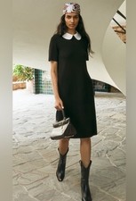 TORY BURCH NEW BLACK PERFECT CLASSIC MIDI dress Sz M Wool Blend NWOT Price Firm!