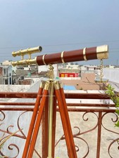 Classic Brass Telescope-Wooden Tripod Brass Telescope Vintage Nautical Decor for
