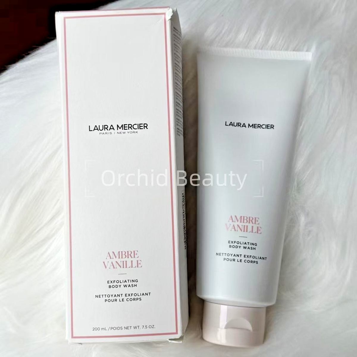New Sealed Laura Mercier AMBRE VANILLE Exfoliating Body Wash 7.5