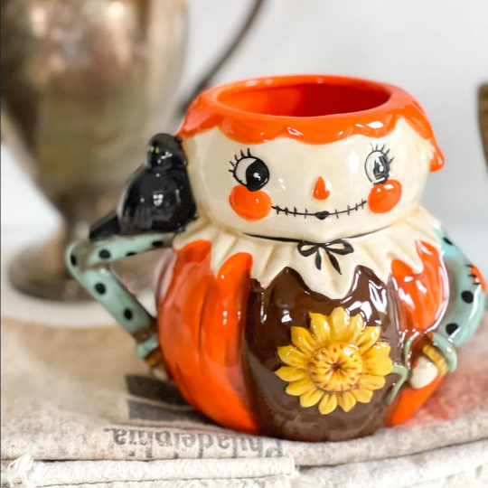 まゆぞう様ご確認用♥新作ハロウィン＆ガーリーガール♥可愛いバラメモ♯677 Johanna Parker Fall Autumn Halloween Thanksgiving Scarecrow Mug
