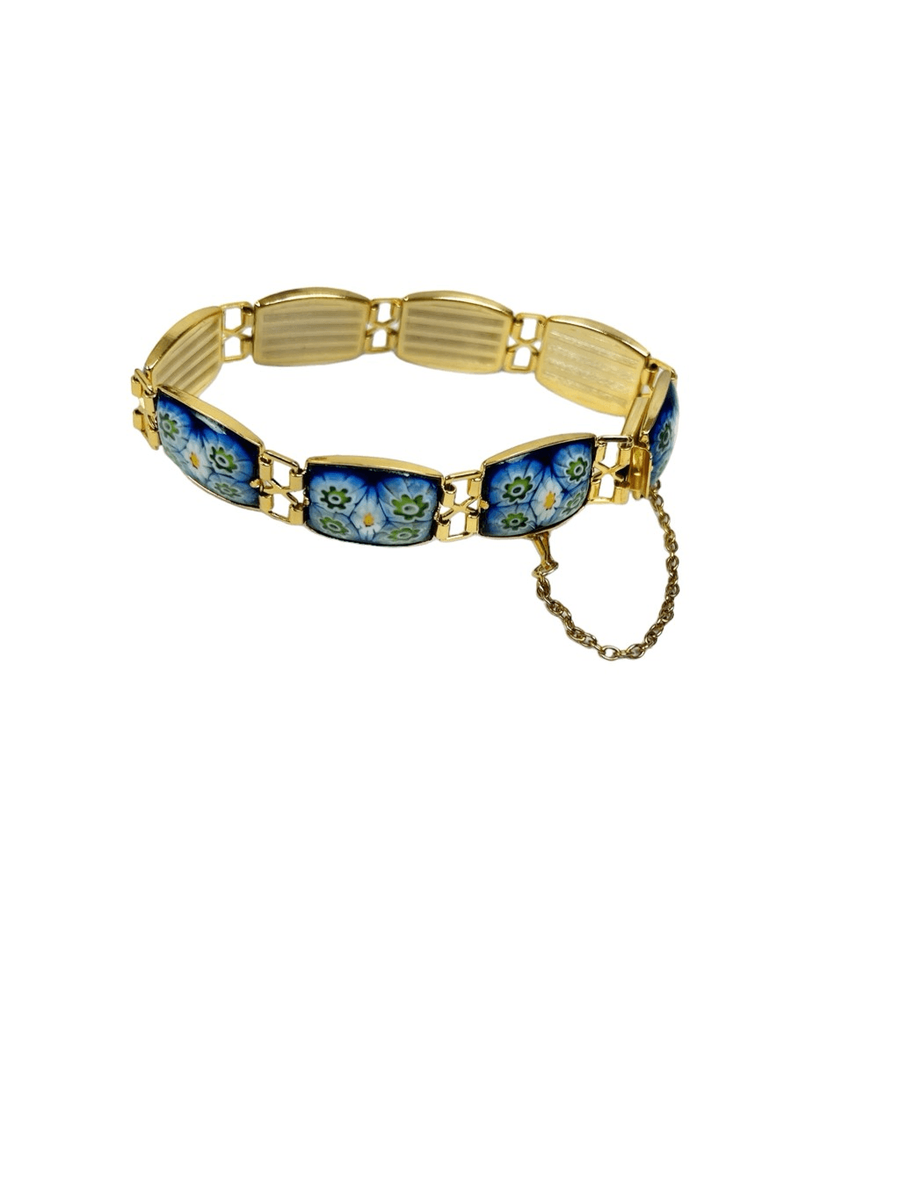 iA Midas of Spain floral blue enamel and goldSquare block bracelet
