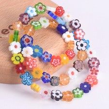 40cm/strand Flower Shape 7mm~9mm Handmade Millefiori Glass Beads For DIY Jewelry