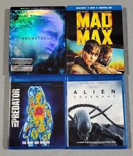Sci-Fi Blue Ray DVD Lot Alien, Mad Max Fury Road, Predator, Prometheus, SN r