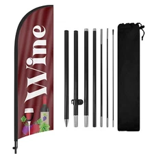 FSFLAG Wine 8FT Advertising Feather Flag Banner with Pole Kit and Ground Stake