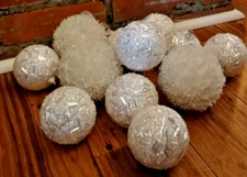 Set Of 12 Mixed White Shimmery Snowball With Christmas Ornaments