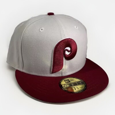 New Era 59Fifty Philadelphia Phillies World Series Patch Cap Hat Gray Size 7 3/4
