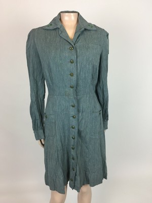 VTG Women's 1930s- 40s Green Girl Scouts Dress Button Long sleeve Uniform DD22 | eBay