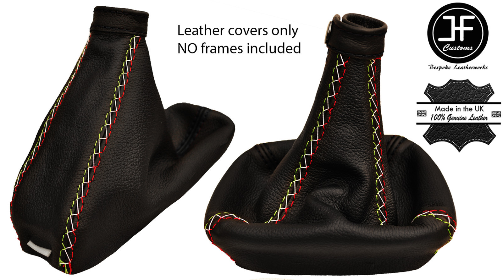 BLACK STITCH LEATHER GAITER SET FITS ALFA ROMEO 159 05-11 ITALIAN CROSS STITCH