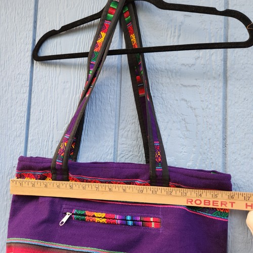 Boho Bag Purse Tote Lg Woven Multicolor Hippie Core Colorful Mexico Peru Aztec - Picture 10 of 11