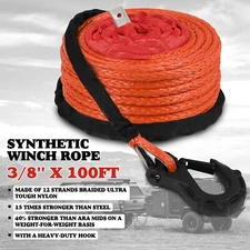 X-BULL 23800LBS 3/8" x 100f Synthetic Winch  Rope Recovery Cable Orange 4WD