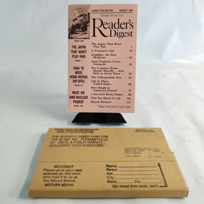 Reader's Digest Magazine Large Type Edition August 1990 Nos Original ...
