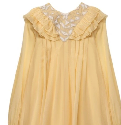 $730 Chloe Kids SILK beaded dress BEAUTIFUL SOFT YELLOW Girls 8 - Image 2 of 4