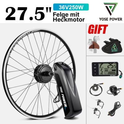 27.5 Zoll 250W E-Bike Conversion Kit Heckmotor Umbausatz Cassette+36V 13Ah Akku