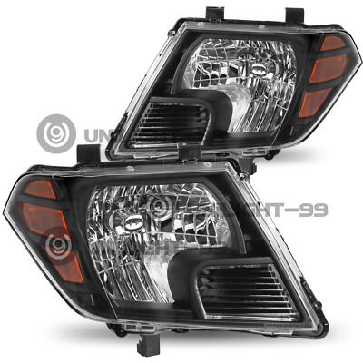For 2009-2021 Nissan Frontier Truck Black Headlights Headlamps Left & Right Pair