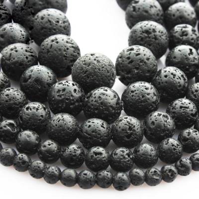 Lava Perlen Kugel schwarz poliert gems, 1 Strang(39~40cm) 4/6/8/10/12/14/16/20mm