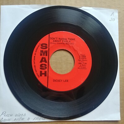 DICKEY LEE Don't Wanna Think About Paula 45 7'' POP ROCK Record Vinyl 1963