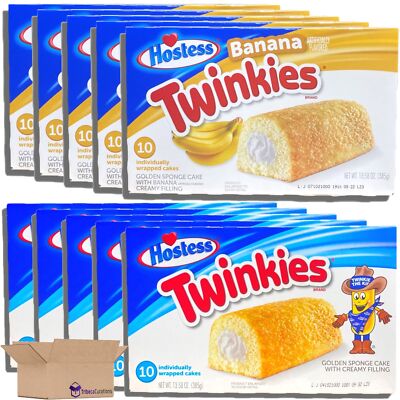 Hostess Banana & Original Twinkies Bulk Combo Pack   | 10 Count Box | Pack of 10