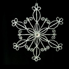 Over-Sized PETAL Icy Sparkle Snowflake Christmas Holiday Hanging Ornament
