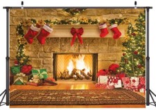 10x8ft Christmas Photography Backdrops Child Christmas Fireplace Decoration B...