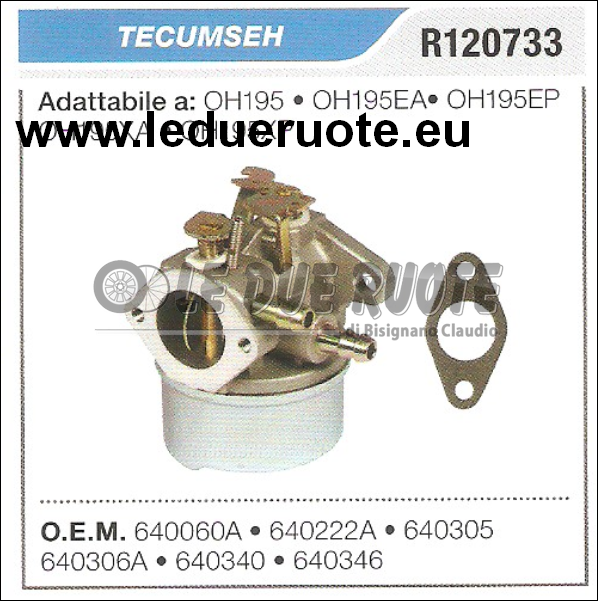 640306A Carburettor To Tank Tecumseh OH195 OH195EA OH195EP OH195XA