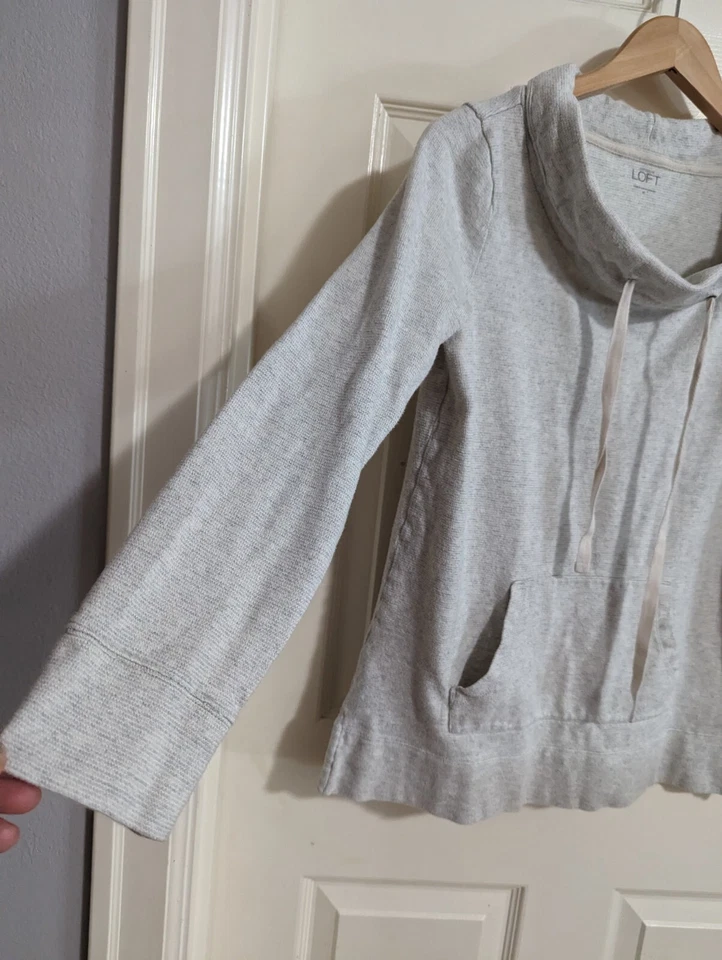 Ann Taylor LOFT длинным рукавом воронка шеи пуловер толстовка верхний серый средний - Изображение 2 из 4