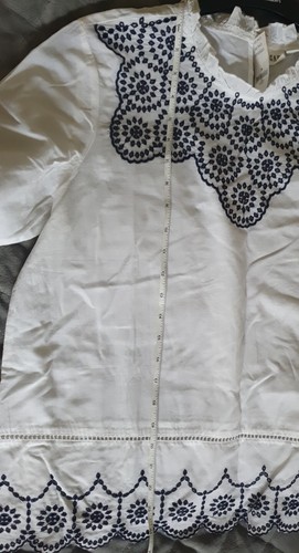Gap white cotton Ladies top. Navy embroidery cut lace pattern size M NWT Rrp£44 - Picture 6 of 10
