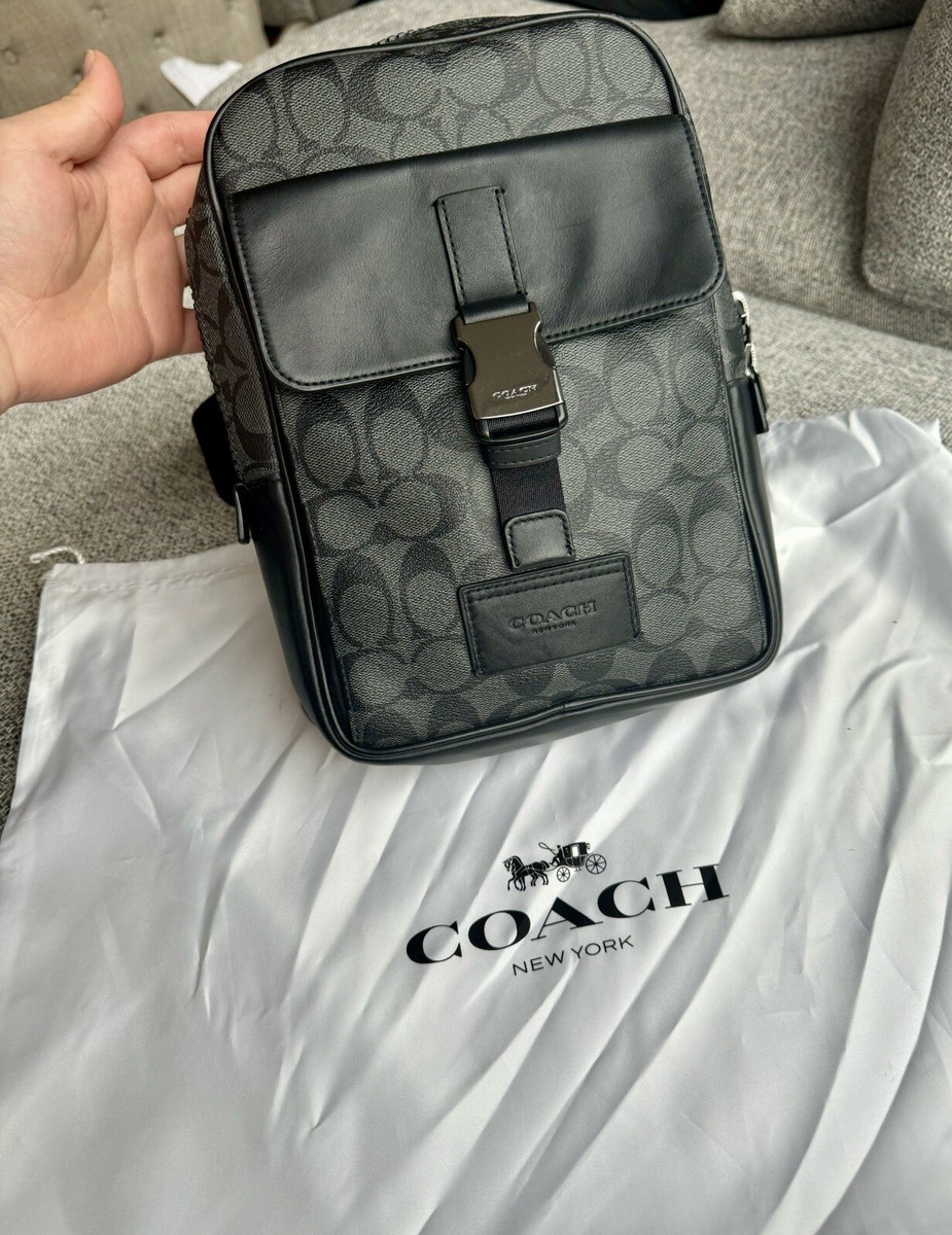 バッグ COACH Track Pack Signature Canvas Coach Track Pack in Signature Canvas Crossbody Bag | eBay UK