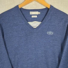 PETER MILLAR x SCOTTY CAMERON Merino Wool V-Neck Sweater Sz Large Mens Golf Blue