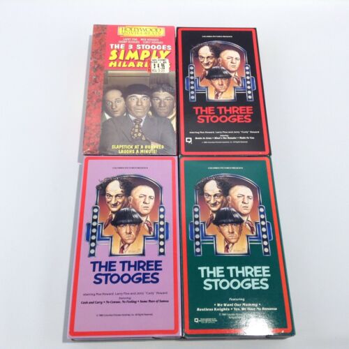 LOT 4 THE THREE STOOGES VHS Tapes Simply Hilarious 3 EPISODES Tape 1985 Columbia