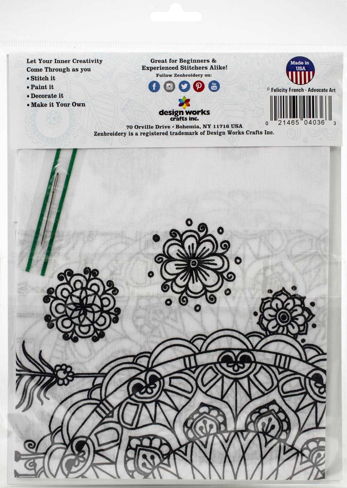 Design Works/Zenbroidery Stamped Emrboidery Kit 14"X18" Trendy Dream