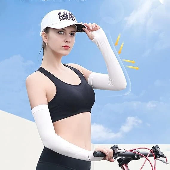 Cooling Arm Sleeves Compression Cover UV Sun Protection Sports For Men Women US - Image 3 of 4