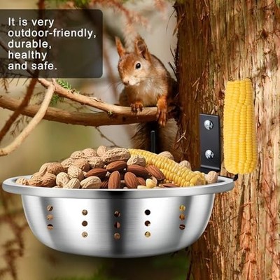 Metal Squirrel Feeders for Outside, Durable Bowl Tree Mounted of Chipmunk Feeder