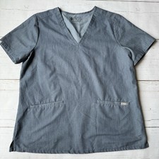 FIGS Casma Three Pocket Scrub Top Heather Denim Women  s Size Large