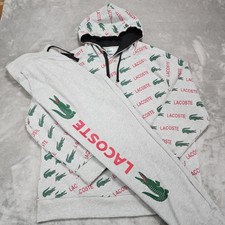 Lacoste Tracksuit Men 4XL 8 Gray French Terry Logo Hoodie Jogger Pants Sweatsuit