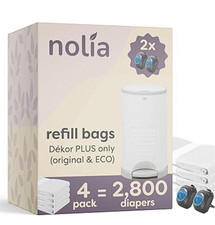 Nolia Refills for Dekor Plus Diaper Pail 4 Pack Holds 2,800 Diapers
