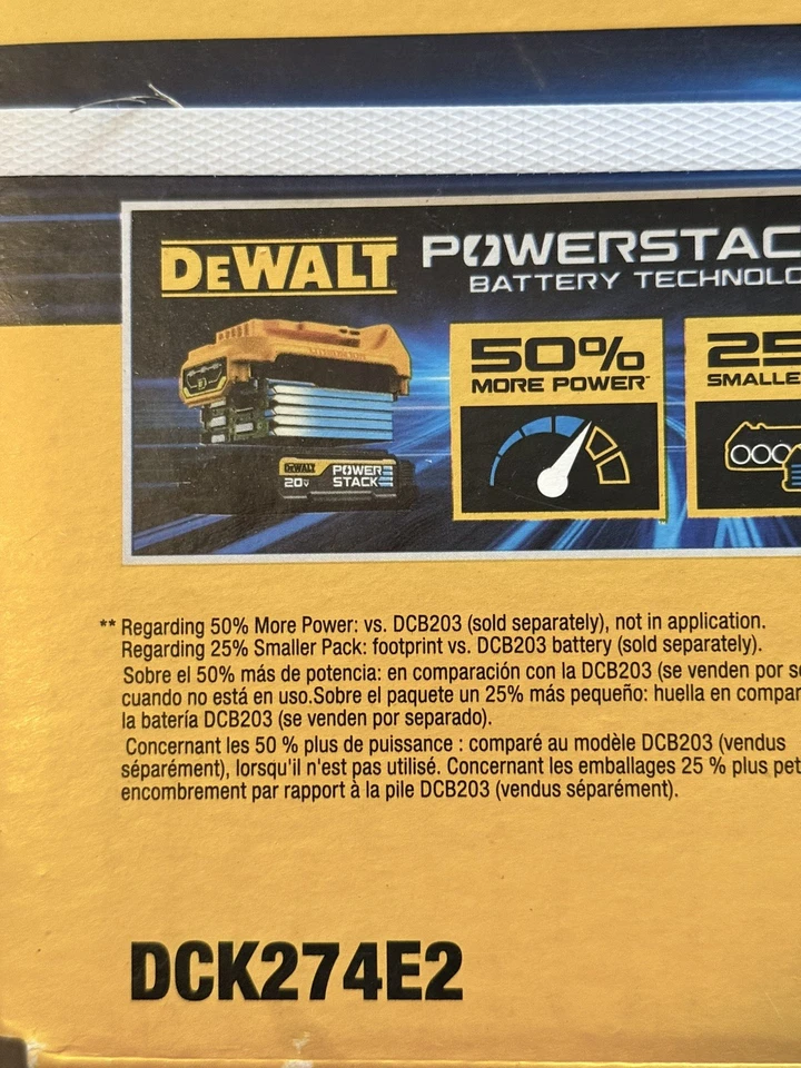 DeWalt DCK274E2 20v Brushless 2-Tool Combo Kit w/ 2 Power Stacks - Image 3 of 3