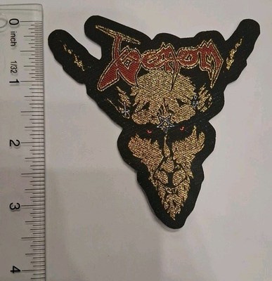 Venom Black Metal Metallic Gold Threading Laser Cut Shape Woven Patch