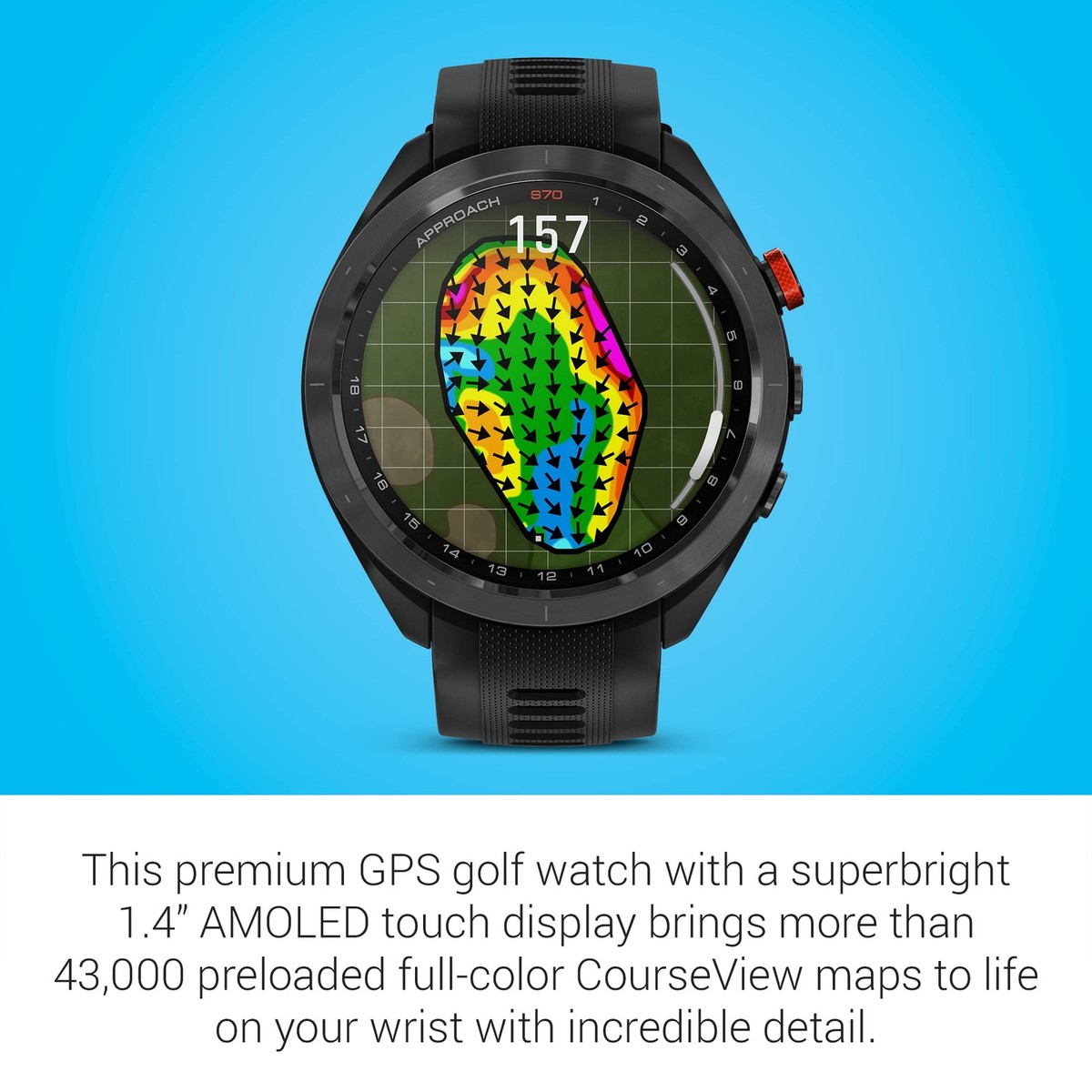 Garmin Approach S70 GPS Watch - Black/Black for sale online