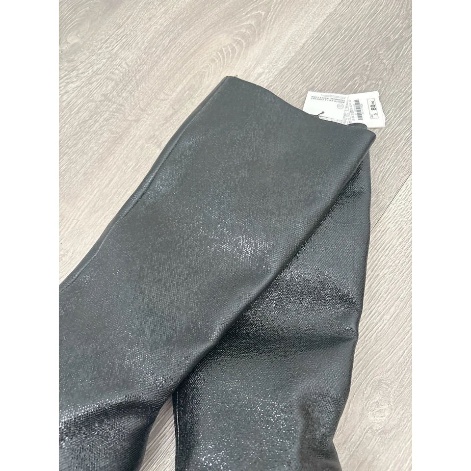 NUEVO CON ETIQUETAS Botas Zara Brillantes Negras Hasta la Rodilla Gatito Talla 7.5 Fiesta de Vacaciones Foto 4 de 4