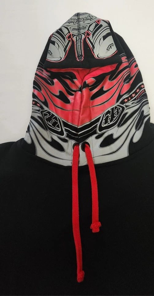 TLD Troy Lee Designs XXL пуловер толстовка с капюшоном флис черный красный графика - Изображение 4 из 4
