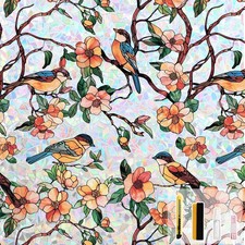 Kromapolis Window Privacy Film, Stained Glass Sticker Floral Window Clings, Deco