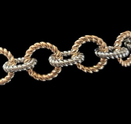 New TORY BURCH Mixed-Metal Chunky Rope Chain Link Logo Necklace w/ Dustbag thumbnail 7