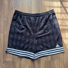 Vintage 80s 90s Adidas Black Soccer Shorts Diamond Pattern Men's Small No Pocket