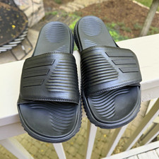 adidas 3SSB Men's Black Slide Sandals Logo Accent Synthetic Upper Slip On Sz 10