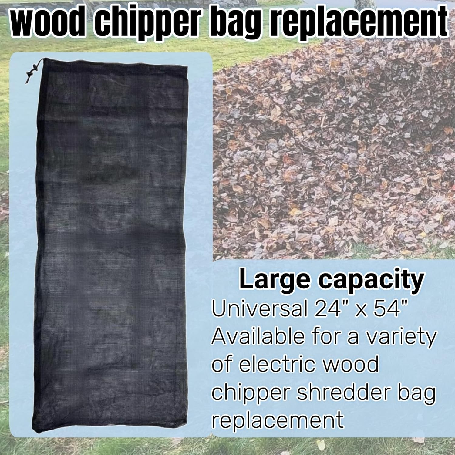 24 "x48 Large Capacity Adjustable Opening Wood Chipper Bag, Reusable Wood... 